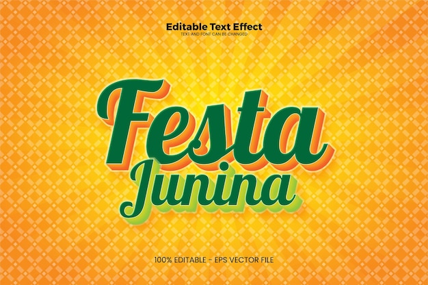 Effetto testo modificabile festa junina in stile moderno di tendenza