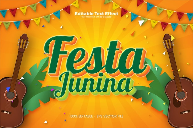 Vettore effetto testo modificabile festa junina in stile moderno di tendenza