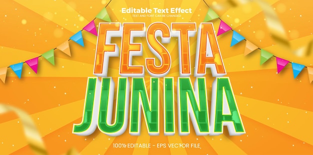 현대 트렌드 스타일의 Festa Junina 편집 가능한 텍스트 효과