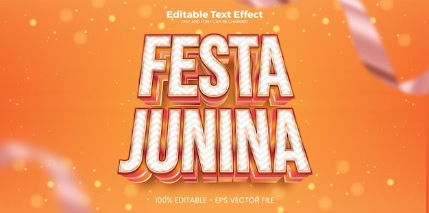 Редактируемый текстовый эффект Festa Junina в современном трендовом стиле