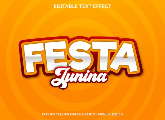 Festa junina effetto testo modificabile con uso di stile astratto e premium per logo e marchio aziendale