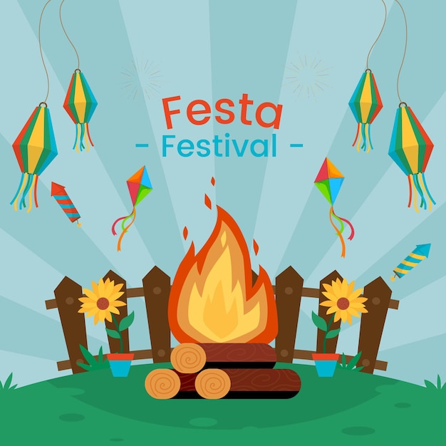 festa junina feest poster sjabloon