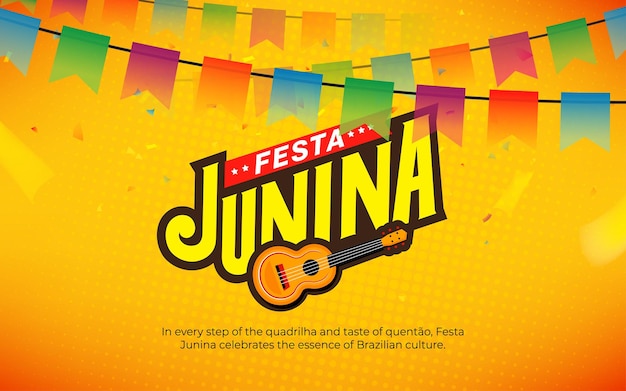 Празднование фестиваля Festa Junina Фонный дизайн баннера