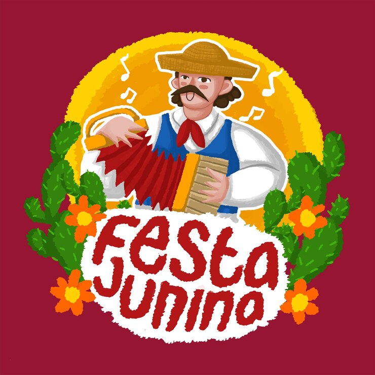 festa junina иллюстрация в стиле карандаша