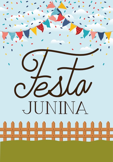 Festa Junina met hek en guirlandes