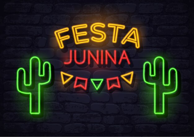 Festa junina neon illustratie