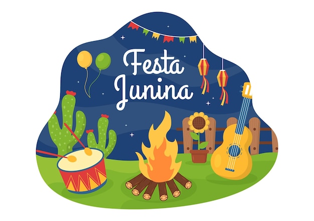 Vector festa junina of sao joao viering cartoon afbeelding