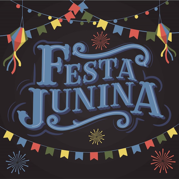 Вектор festa junina old school vintage классический фон надписи шрифта