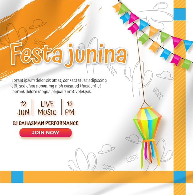 Festa junina-sjabloon voor sociale media