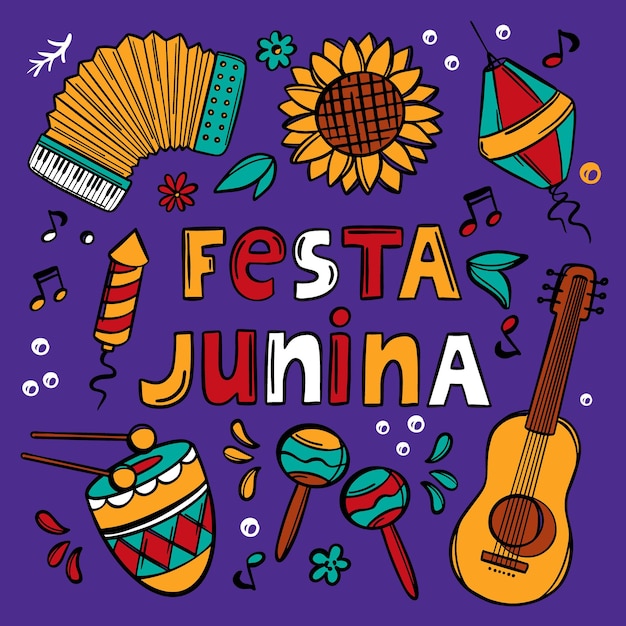 FESTA JUNINA SYMBOL Brazil Holiday Vector Illustration Text