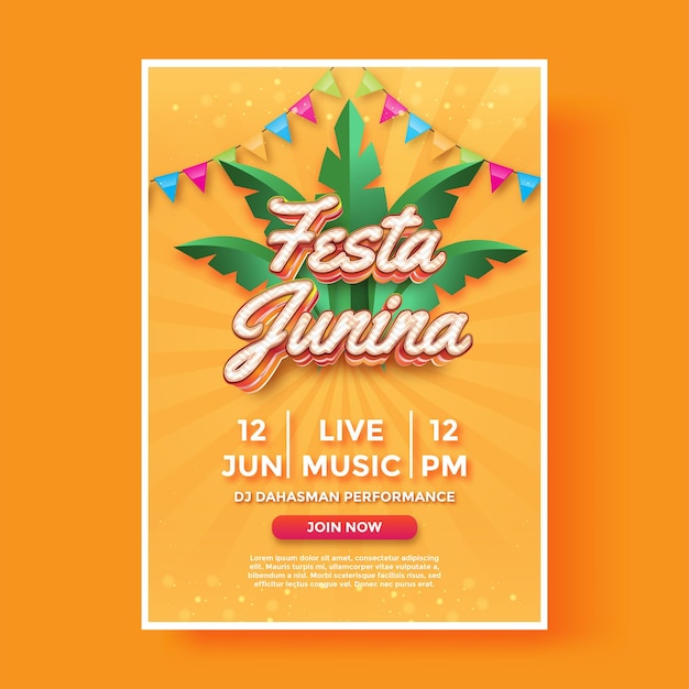 Шаблон вертикального плаката Festa junina