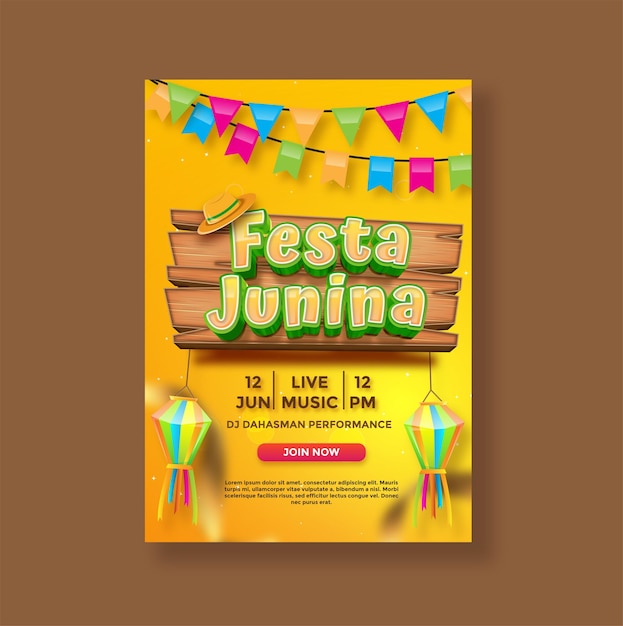 Festa junina verticale postersjabloon met ballonlint en andere