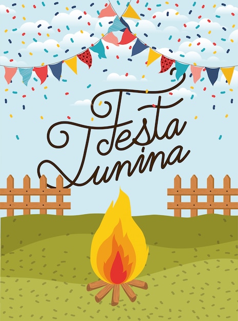 Festa junina con recinzione e falò