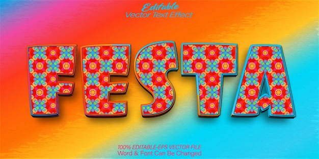 Vector festa vector text effect editable alphabet carnival colorfull festival rio samba party