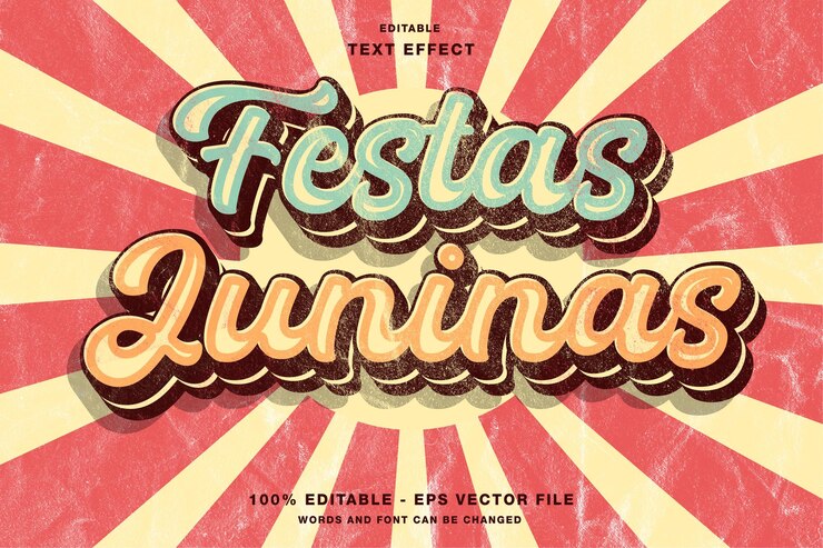 Festas Juninas Retro Vintage Editable Text Effect