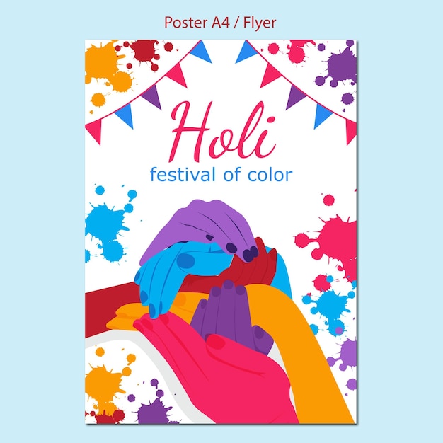 Festival di colore holi vector flayer banner design