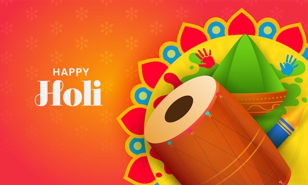 Festival of colors happy holi traditional illustration holi background