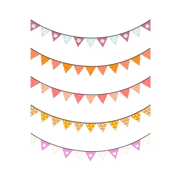 Festival flag collection party concept garland set event element