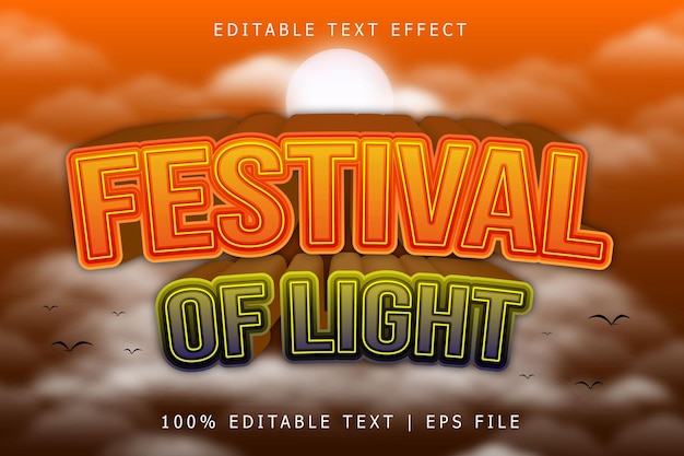 Festival della luce effetto testo modificabile 3 dimensioni in rilievo stile moderno