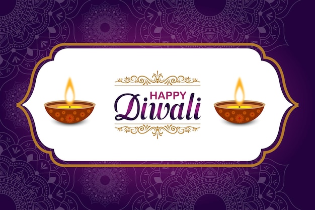 festival of lights colorful banner template design with decorative diya lamp style of Indian Rangoli