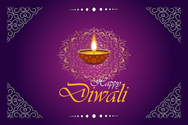 festival of lights colorful banner template design with decorative diya lamp style of indian rangoli