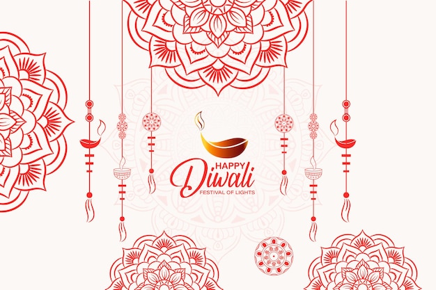 インドのランゴーリの装飾的な diya ランプ スタイルの光の祭典のカラフルなバナー テンプレート デザイン