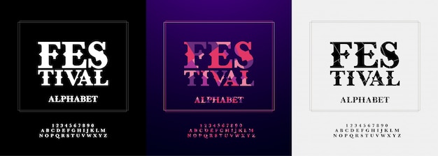 Festival modern alphabet and number font set