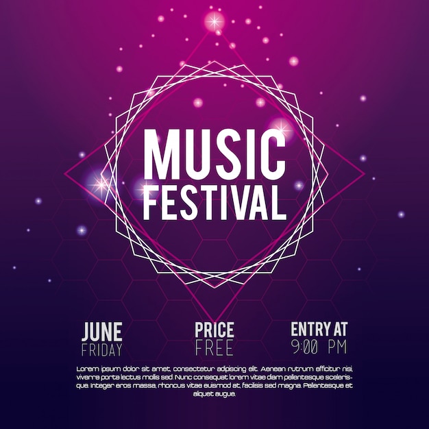 Festival music flyer techno concept 