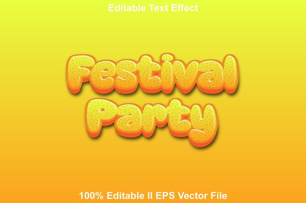 Festival Party Editable Text Effect 3d Emboss Modern Style