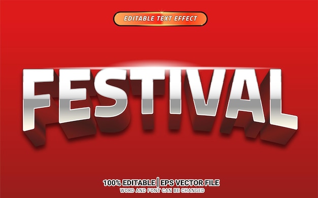 Фестиваль красный 3d текстовый эффект редактируемый шаблон дизайна для продвижения рекламы