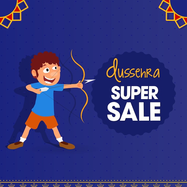 Festival Super Sale Concept With Cute Boy Aiming Arrow on Dusserha Sale