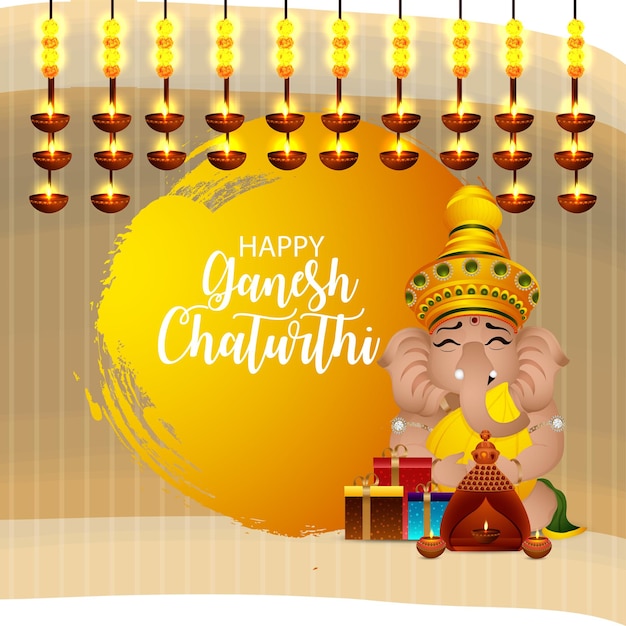 Festival van india happy ganesh chaturthi ontwerp achtergrond