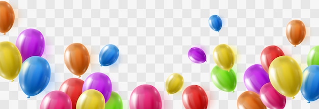 Vector festive 3d helium balloons on png