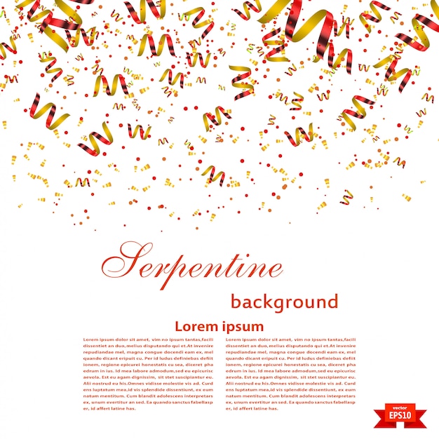 Festive background template with bright red serpentine. festival. vector illustration