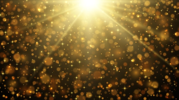 Vector festive background with golden stars vector light effect