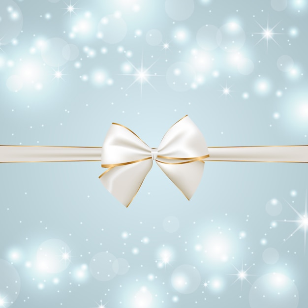 Vector festive background with silver and golden bow