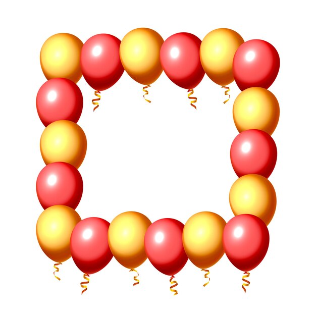 Vector festive balloon in an empty frame, color red and yellow. vector illustration