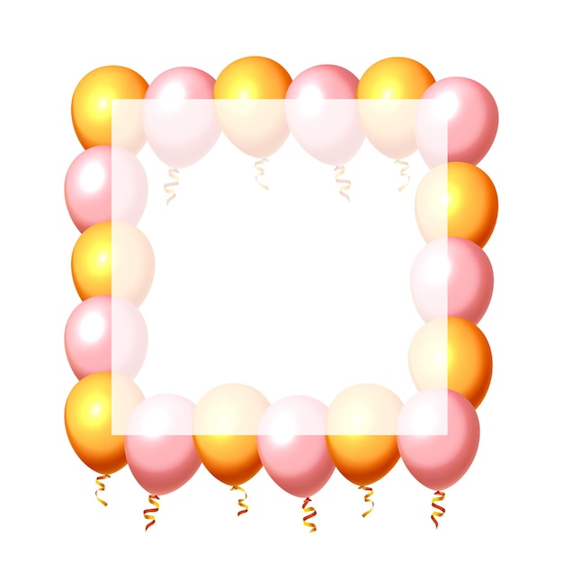 Вектор Праздничный шар в пустой рамке, цвет золотистый и розовый. векторная иллюстрация