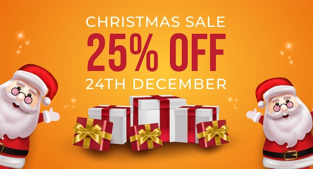 Festive banner promotion for christmas sale on yellow background