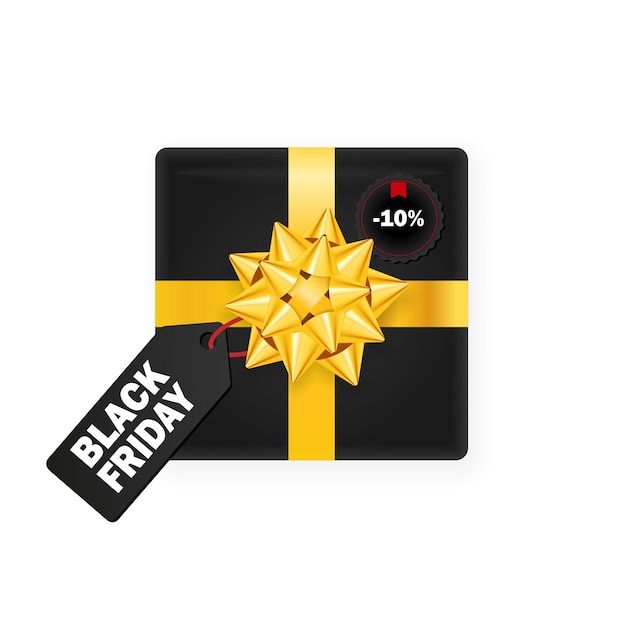 Festive Black friday gift box with bow and ribbon