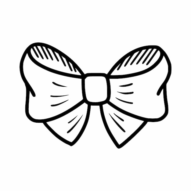 Festive bow on white background Vector doodle illustration Hair accessory Decoration