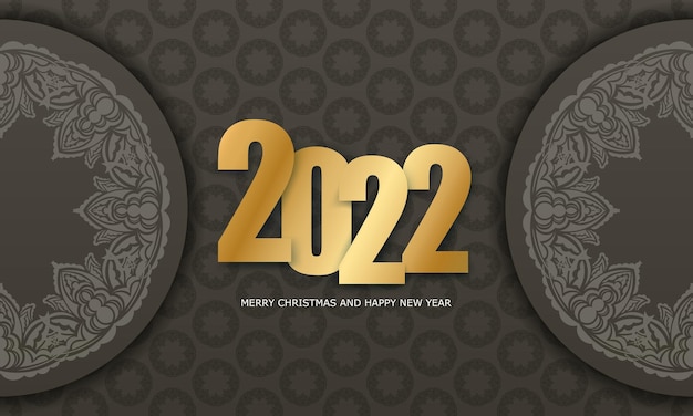 お祝いパンフレット2022メリークリスマスとハッピーニューイヤーブラウンカラー、ウィンターライトパターン