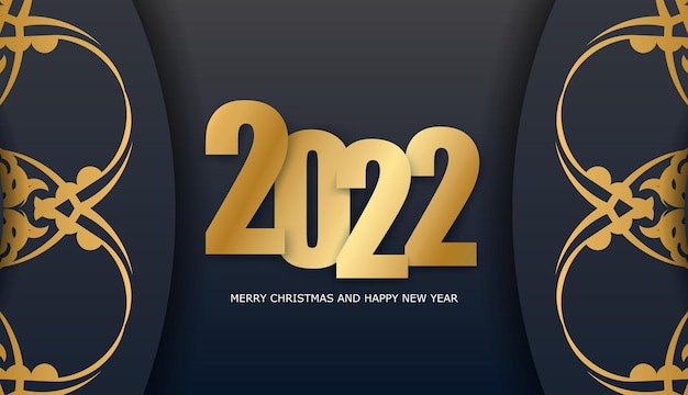 Brochure festiva 2022 buon natale nero con motivo dorato di lusso