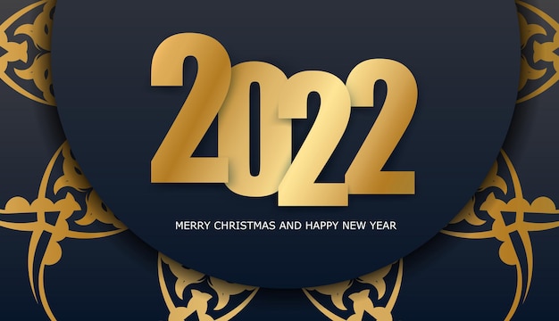 Brochure festiva 2022 buon natale e felice anno nuovo in colore nero con motivo dorato astratto