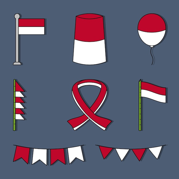 Bandiere festive del giorno dell'indipendenza indonesiana, decorazione dell'indipendenza