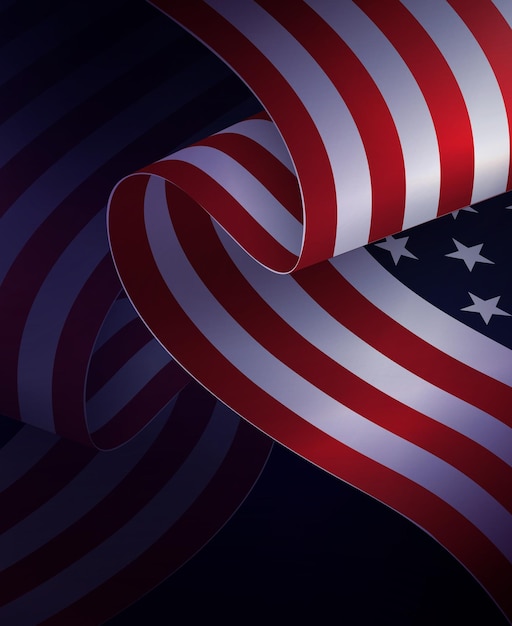 なびくアメリカ国旗の要素を持つお祝いカード