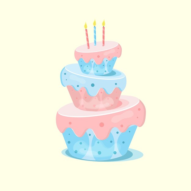 Happy Birthday Sweet Pink Cake, Strawberry Pink Cream, Banner Design, Card  Template, Pastel Colors On Sky Blue Polka Dot Background. Vector  Illustration Royalty Free SVG, Cliparts, Vectors, and Stock Illustration.  Image 82820164.