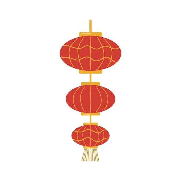 お祭りの中国のランタン 3 つの懐中電灯のチェーン チラシ バナー ベクトル図をデザインします。
