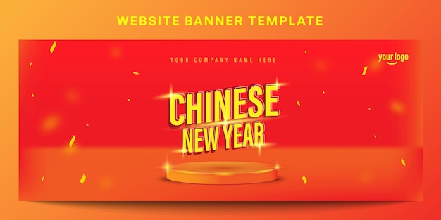 Festive chinese new year social media posts and banner template with discount podium for advertising