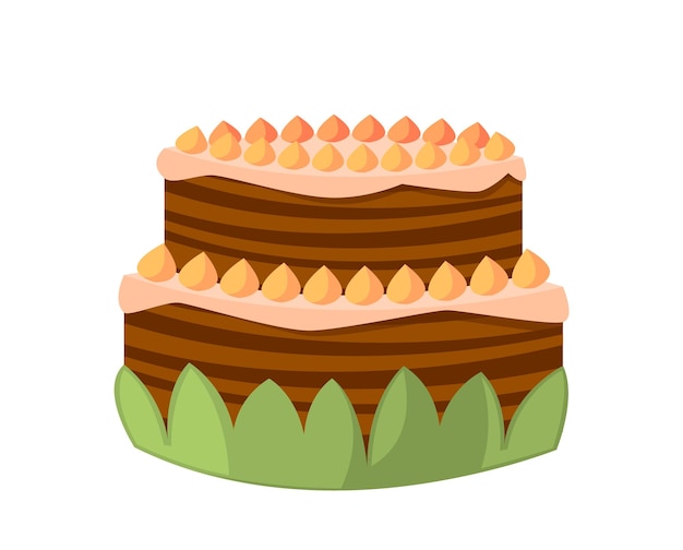 Праздничный шоколадный торт праздничный пирог с шоколадным кремом и декором на белом фоне